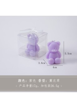 Lumanare Parfumata, Flippy, Model Ursulet, Mov, Aroma de Lavanda, 5.5x3.6x4 cm