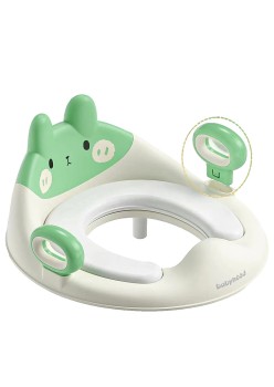 Capac WC cu Reductie, Flippy, pentru Copii, cu Manere, Model Ursulet, Plastic Durabil, Verde