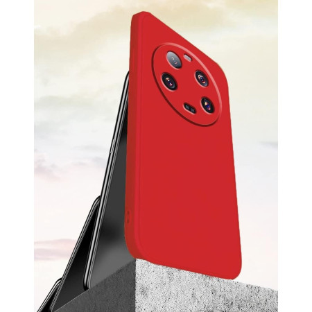 Husa de Protectie, Flippy, pentru Xiaomi 14 Ultra, Liquid Silicone, cu Microfibra pe Interior, Protectie Antisoc, Compatibil Incarcare Wireless, Rosu