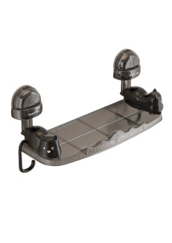 Suport pentru Baie, Flippy, Montare pe Perete, Model Pisicute, ABS, Adeziv, Raft pentru Depozitare, 33.4x17.7 cm, Negru