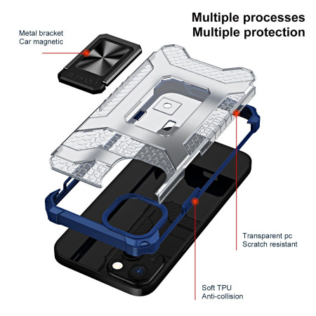 Husa de protectie Flippy compatibila cu Apple iPhone 13 Mini Acrylic Armor cu suport Albastru