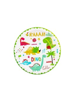 Set 10 Farfurii Petrecere, Flippy, Colectia Dino Park, 23 cm Diametru, din Carton, Multicolor