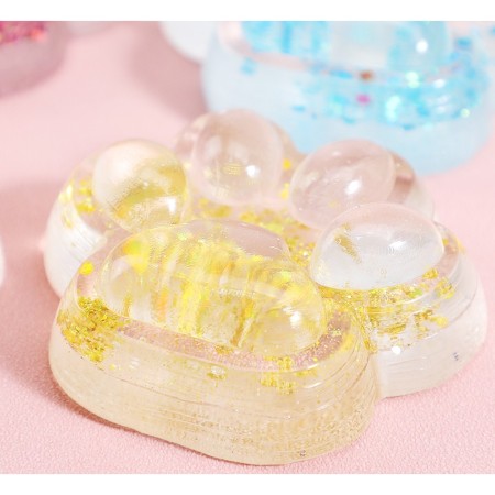 Jucarie Antistres Squishy, Flippy, cu Revenire Lenta, Model Cat Paw, 6.5 x 7 cm, din Tpr, 4-6 Ani, Model 4 Sclipici, Transparent