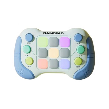 Jucarie Interactiva Flippy, Tip Consola Pop It, 6 butoane functionale, 5 Moduri de Joc, 600 Niveluri, + 3 ani, Albastru/Gri