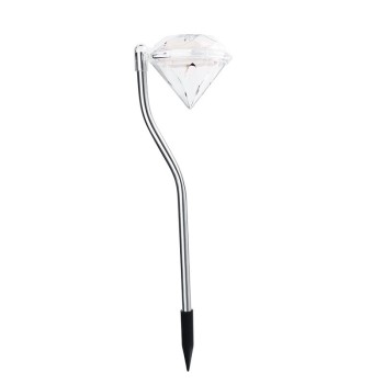 Lampă Solară LED pentru Grădină, Design Tip Diamant, Iluminare Alb Rece, IP65, 30 cm