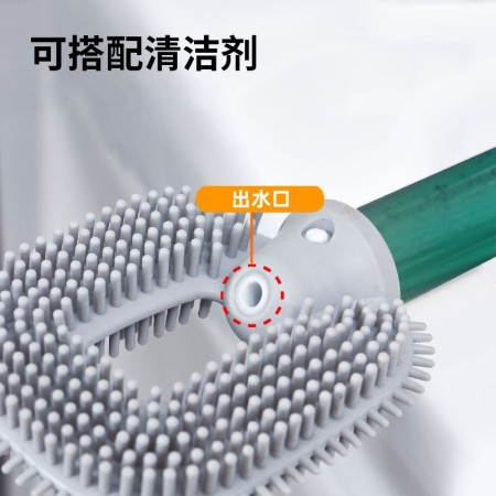 Perie de Toaleta, Flippy, cu Maner Drept, din Silicon, cu Montare pe perete, Verde