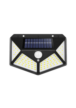 Lampa cu incarcare solara pentru exterior, 100 LED cu distanta de inductie, montaj pe perete, fara cabluri, cu 4 fete, Flippy