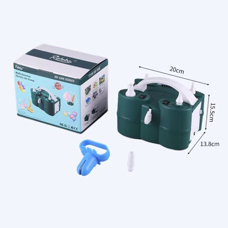 Pompa Electrica de Umflat Baloane, Flippy, cu Doua Iesiri, Accesorii Incluse, 220V, Putere 600W, Accesorii petrecere, Verde