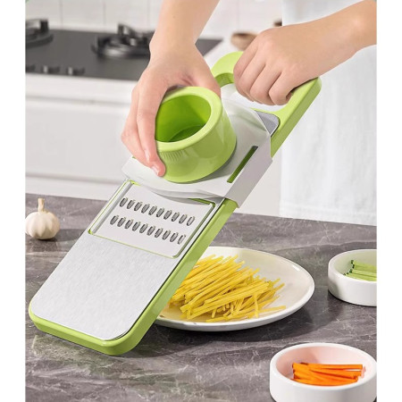 Set Razatoare 7 Piese, Otel Inoxidabil, Ideal Legume, Fructe si branzeturi, Gri-Verde