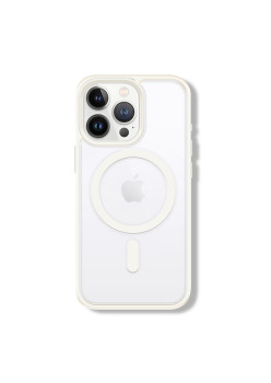 Husa MagSafe pentru Apple iPhone 11, Full Cover, Frosted Acrylic Color Big Hole, Magnetica, Incarcare Wireless, Flippy, Alb