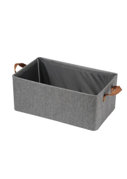 Cutie de Depozitare Tip Cos, Flippy, Material Textil, Pliabila, 47x30x25 cm, 35 l, Cadru Metalic, cu Manere, Gri