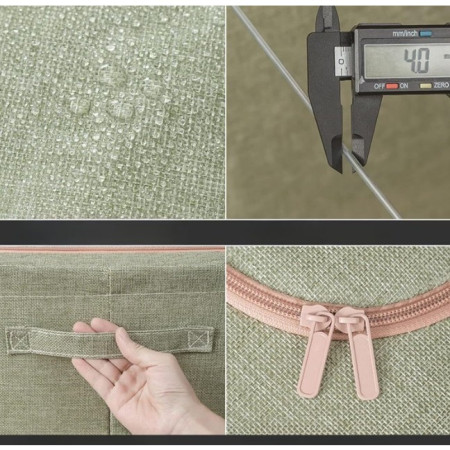 Cutie de Depozitare Pliabilă, 66L, Material Textil, Cadru Metalic, Fermoar Bidirecțional, Fereastră Frontală, 50x40x33 cm, Verde