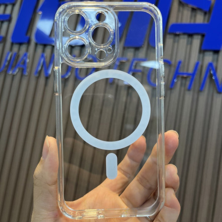 Husa protectie Flippy pentru iPhone 14 Pro Max Mag Safe, 2 in 1 incarcare si magnet, Silicon si Acril, Transparenta