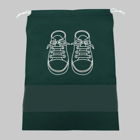 Sac depozitare incaltaminte, pentru voiaj sau depozitare, rezistent la praf, compatibil cu masina de spalat, 27 x 36 cm, verde inchis