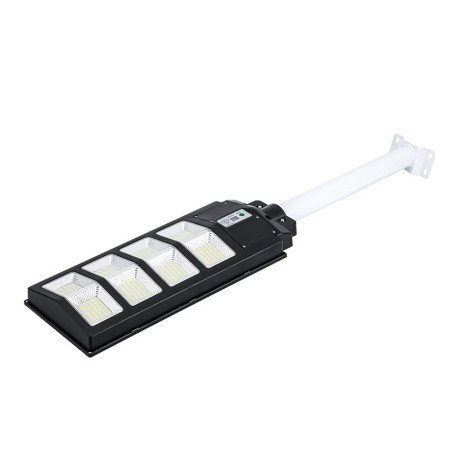 Lampa solara stradala Flippy, cu telecomanda, senzor de miscare si lumina, suport prindere, 180 LED-uri, IP65, ABS, 10AH, 200W, temperatura culoare 6500K, 59.5x23.8x6.8 cm, autonomie 10-12 ore, negru