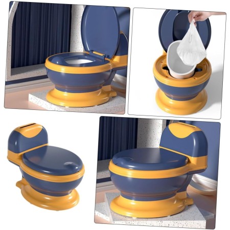 Olita Bebelusi Tip WC, pentru Copii 1-8 Ani, Colac Moale, Compartiment Detasabil si Depozitare Hartie, Albastru-Portocaliu