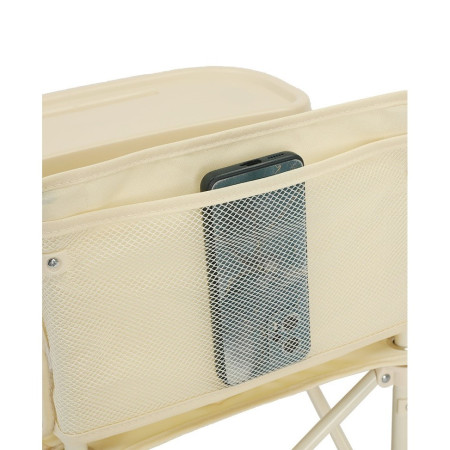 Scaun de Masă Portabil pentru Bebelusi 6 Luni+, Tavă și Husă Detasabile, Pliabil, cu Umbrelă Roz, Bej, Centură Siguranță, 30kg