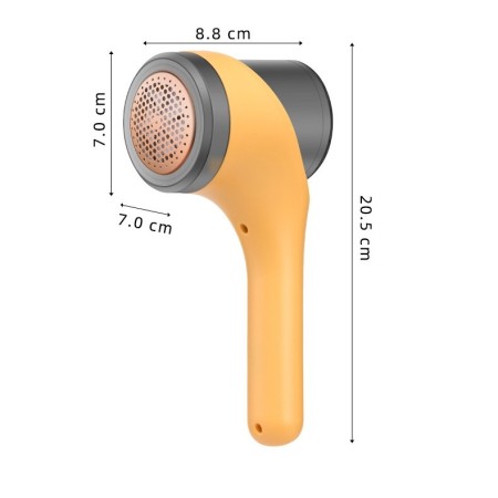 Aparat Scame si Par Haine, Flippy, Electric, USB inclus, Periuta Curatare, pentru Diferite Tesaturi, 3 Trepte, 20.5 x 8.8 x 7 cm, Galben