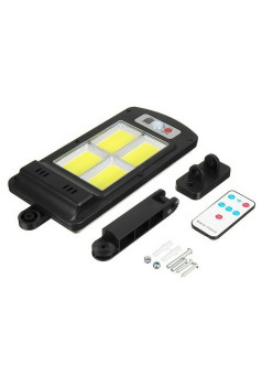 Lampa Solara De Exterior LED Flippy, 36 cm x 11.5 cm, 3072 Lumeni 128 COB LED 25.6 W - echivalent 205 W bec incadescent, IP65, Senzor de Miscare, Senzor de Lumina, 4 Grile, Alb Rece