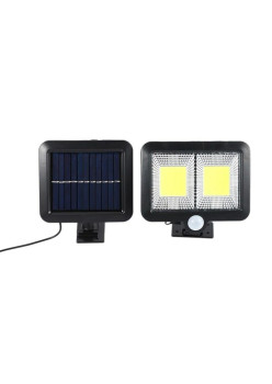 Lampa solara Flippy cu senzor de miscare, 108 COB LED, 2 grile, 2400lm, ip65, negru