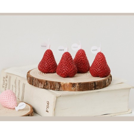 Set 6 Lumanari Parfumate, Flippy, Model Capsunici, Ardere 30 min, 78g, 6.3 x 9.3 x 3.8 cm, Rosu