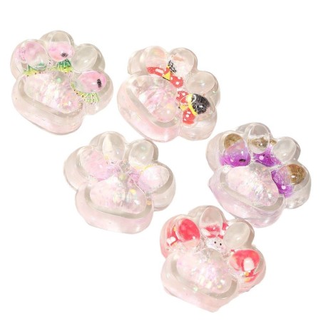 Jucarie Antistres Squishy, Flippy, Labuta de Pisica Pufoasa, cu Revenire Lenta, 7 x 6.5 cm, Model Ciuperca, Multicolor