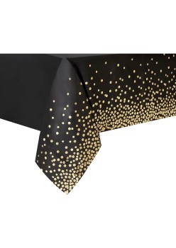 Fata de Masa, Flippy, din PEVA, Imprimeu Buline Aurii, 137 x 274 cm, Impermeabila, Fara Pete, Curatare Rapida, Negru