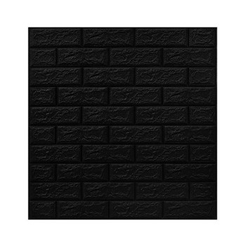 Set 10 Placi Tapet 3D, Flippy, 70 x 77 cm, Grosime 3 mm, din Polietilena, Model Caramida, Suprafata acoperita 5.3 mp, Negru