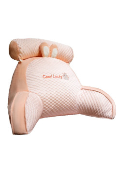 Pernă CozyBunny, Spătar pentru Pat cu Suport Lombar, Material Moale din Plus, Model Iepure, 60x40 cm, Roz