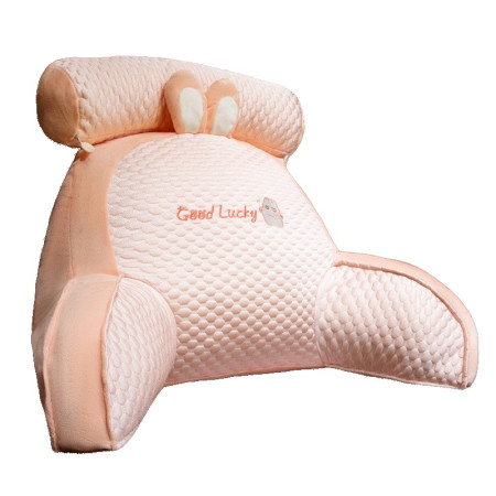 Pernă CozyBunny, Spătar pentru Pat cu Suport Lombar, Material Moale din Plus, Model Iepure, 60x40 cm, Roz