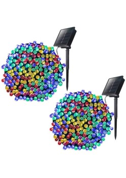 Instalatie Craciun cu Energie Solara, Liniar cu Fir de Cupru, 32 m, 300 de LED-uri, Multicolor