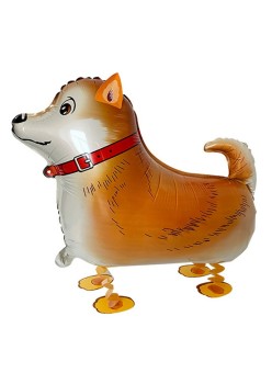Balon din Folie Metalizata, Flippy, Figurina Animata, Model Catel, 59x44 cm, Ambalaj Individual, Pai Inclus, Umflare cu Aer sau Heliu, Maro inchis