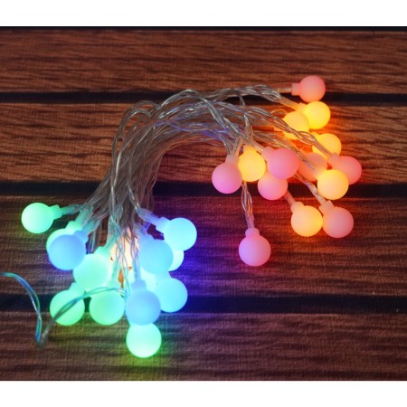 Instalatie Craciun, 3.5 m, 30 de LED-uri, multicolor RGB, model cu bilute, liniara, cu baterie, interior/exterior, Flippy