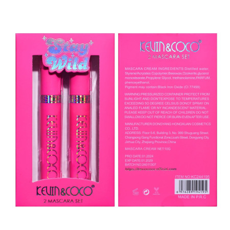 Set Mascara Stay Wild – 2 Bucăți, Negru & Maro, Alungire și Definire Gene, Cruelty-Free