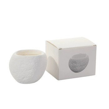 Lumanare Parfumata, Flippy, Model Abstract, Aromat Roua Padurii, din Ceara de Soia, 8 x 5.5 x 6 cm, Alb