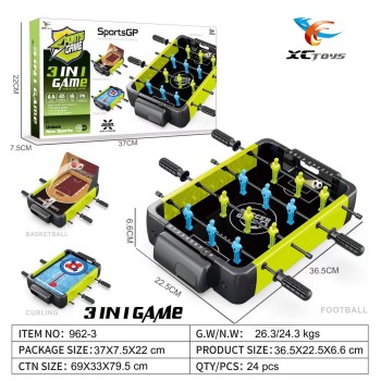 Masa de fotbal cu teren  Flippy, 4 manere, cu Tablou Scor, din Metal, Lemn si ABS, 37x7.5x22 cm, Design Verde, pentru copii/adulti