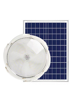 Plafoniera solara Flippy, 500 W, diametru 360 MM, cu telecomanda, 6V/15W, Clasa A, 418 LED-uri, Lungime prelungitor 4.6 m, alb rece