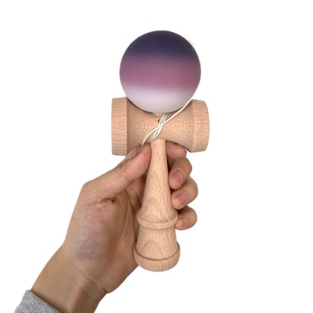 Jucarie Interactiva Kendama, Flippy, din Lemn, 18 cm, Joc de Indemanare pentru Copii si Adulti, Model Gradient 15, Negru/Maro/Alb