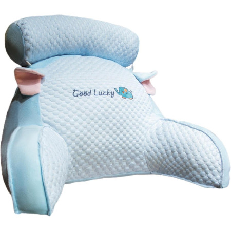 Pernă CozyBack, Suport Lombar și Spătar pentru Pat, Material Moale din Plus, Model Elefant, 60x40 cm, Albastru