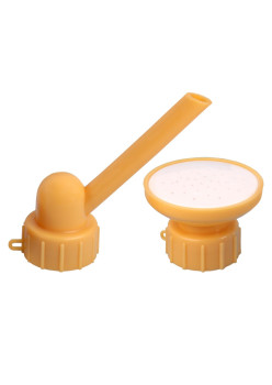 Set 2 capace de sticla pentru irigat florile Flippy, stropitoare si teava, practic si usor de utilizat, portabil, reutilizabil, 8 x 7.5 cm, galben