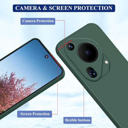 Husa de Protectie, Flippy, pentru Huawei Pura 70, Liquid Silicone, cu Microfibra pe Interior, Protectie Antisoc, Compatibil Incarcare Wireless, Verde