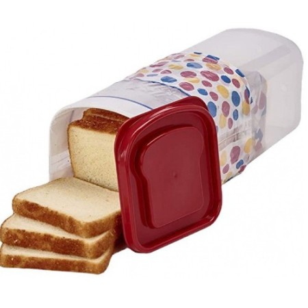 Cutie Depozitare Paine, PC Rezistent, 34 x 13 cm, Capac Rosu