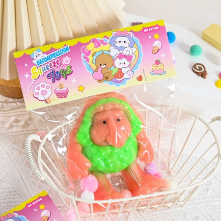 Jucarie Antistres Squishy, Flippy, Model Omul Pesterii, cu Revenire Lenta, din TPR, 12 x 11 x 3 cm, Multicolor