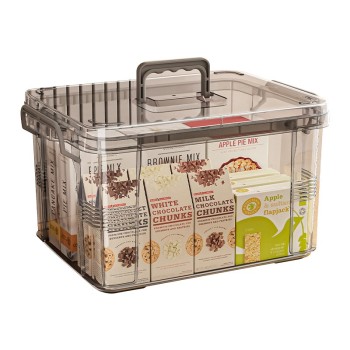 Cutie De Depozitare pentru Alimente, Jucarii, Accesorii, Portabila, 24x17x13.5 cm, Transparent-Gri