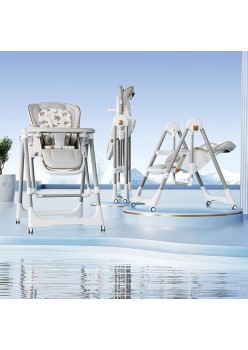 Foldable multifunctional baby dining chair-color: light gray
