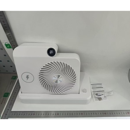 Ventilator 2in1, Flippy, Functie Incarcare Telefon Wireless, 100 Trepte de Viteza, 2400 mAh, 5V, 2A, 25 x 16.5 x 24 cm, Alb