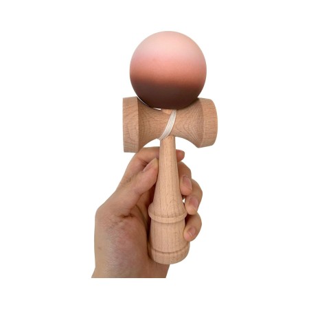 Jucarie Interactiva Kendama, Flippy, din Lemn, 18 cm, Joc de Indemanare pentru Copii si Adulti, Model Gradient 14, Maro/Bej/Roz