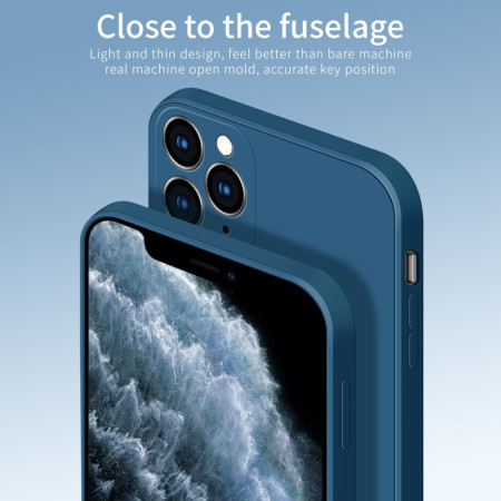 Husa protectie compatibila cu Apple iPhone 11 Pro Max Liquid Silicone Case Albastru inchis
