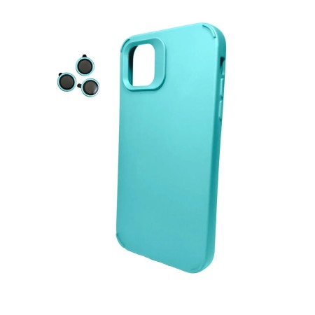 Husa Apple iPhone 14 Pro Max, Flippy, din Silicon Lichid, Interior din Microfibra, Lentile Fosforescente de Protectie Camera, Anti Amprenta, Rezistenta la Socuri, Bleu