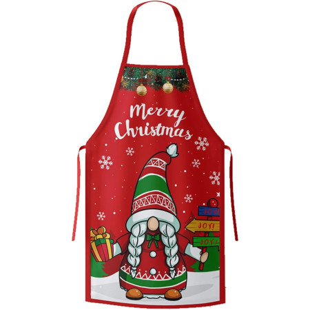 Sort de Bucatarie Elf, Decorativ, Tema de Craciun, 50 x 70 cm, Poliester, Rosu